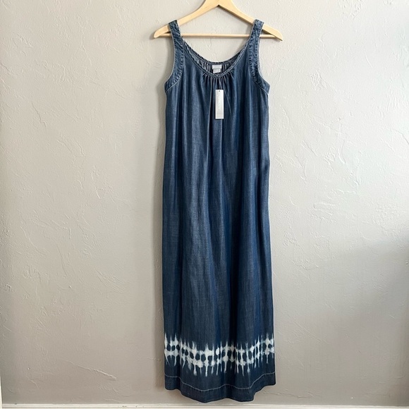 NWT Chico’s Tencel Tie Dye Maxi Tank Dress Blue Size 00 (XS) - Picture 6 of 13